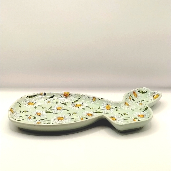 Pastel Green Bunny Daisy Decor Spoon Rest Plate - Picture 4 of 6